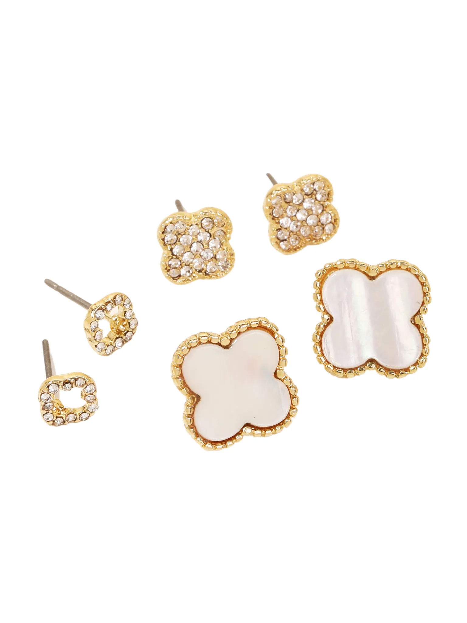 Mixed Clover Stud Earrings Set