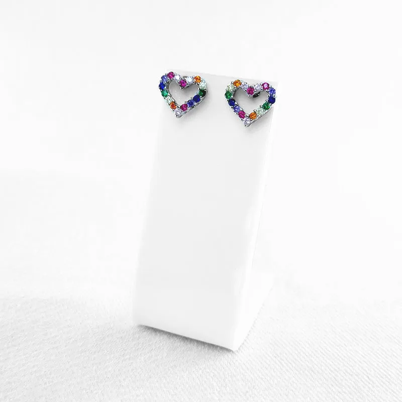 Multicoloured Heart Stud Earrings
