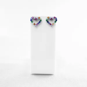 Multicoloured Heart Stud Earrings