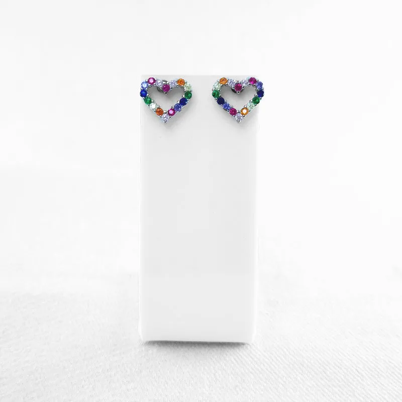 Multicoloured Heart Stud Earrings