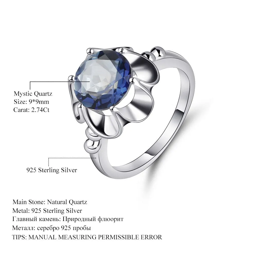 Mystic Natural  Blue Topaz Sterling Silver Rings