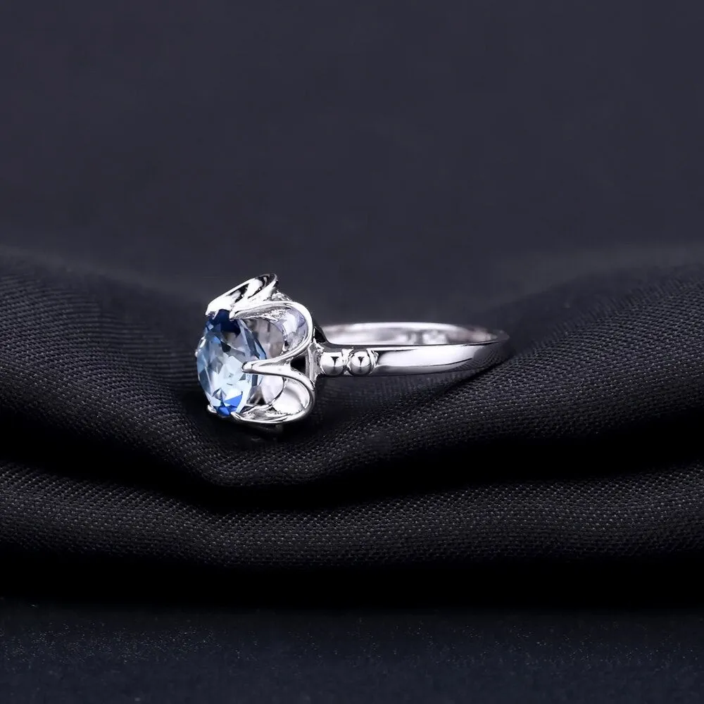 Mystic Natural  Blue Topaz Sterling Silver Rings
