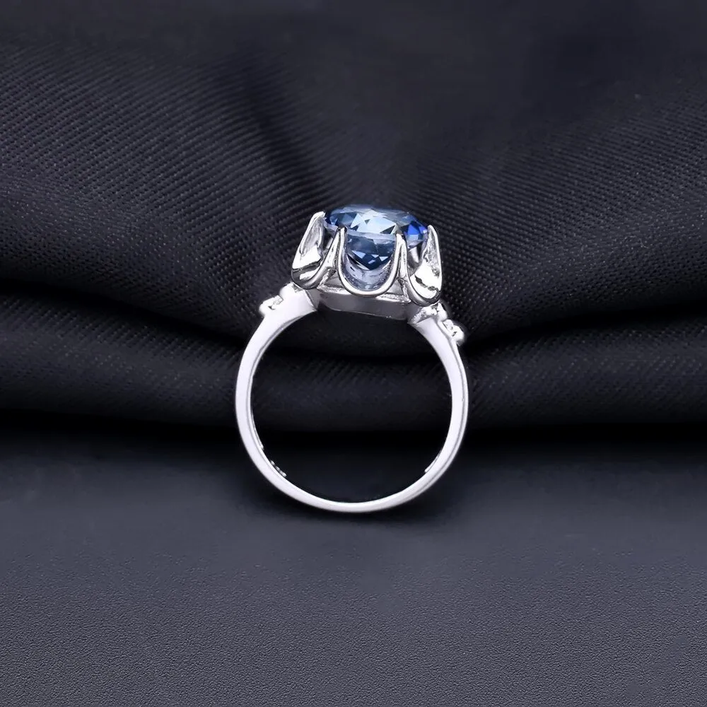 Mystic Natural  Blue Topaz Sterling Silver Rings