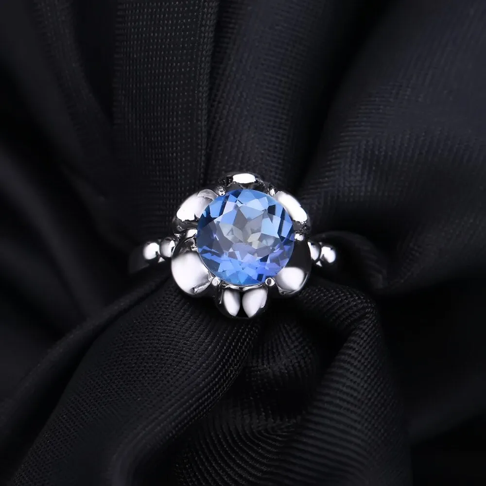 Mystic Natural  Blue Topaz Sterling Silver Rings