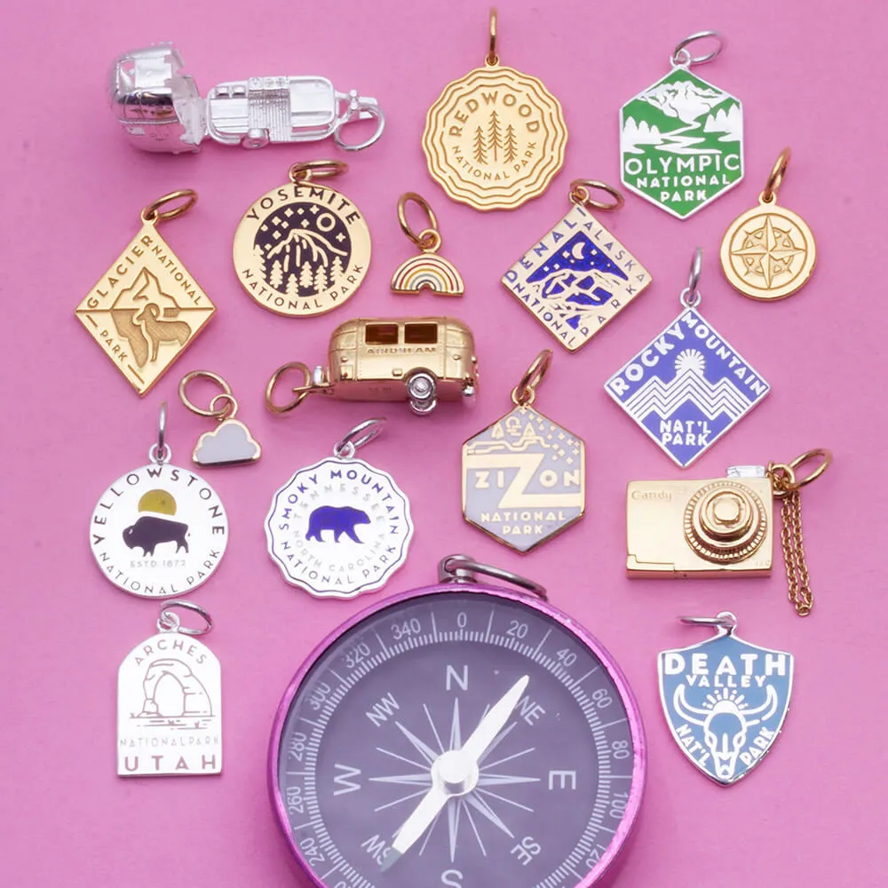 National Park Clip Necklace Bundle, 5 silver enamel charms