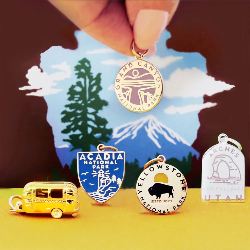 National Park Clip Necklace Bundle, 5 silver enamel charms