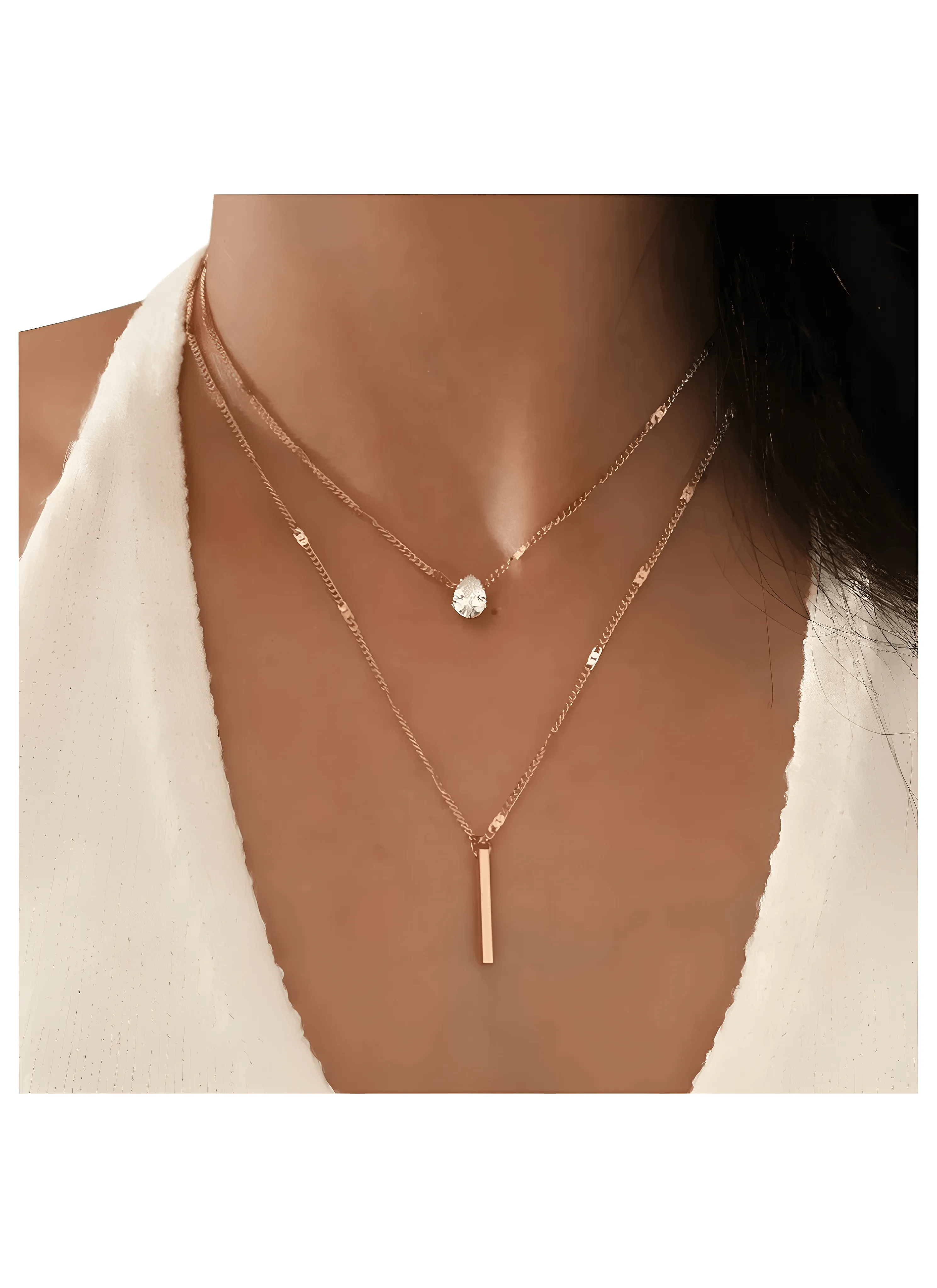 Necklace Set With Layered Pendants