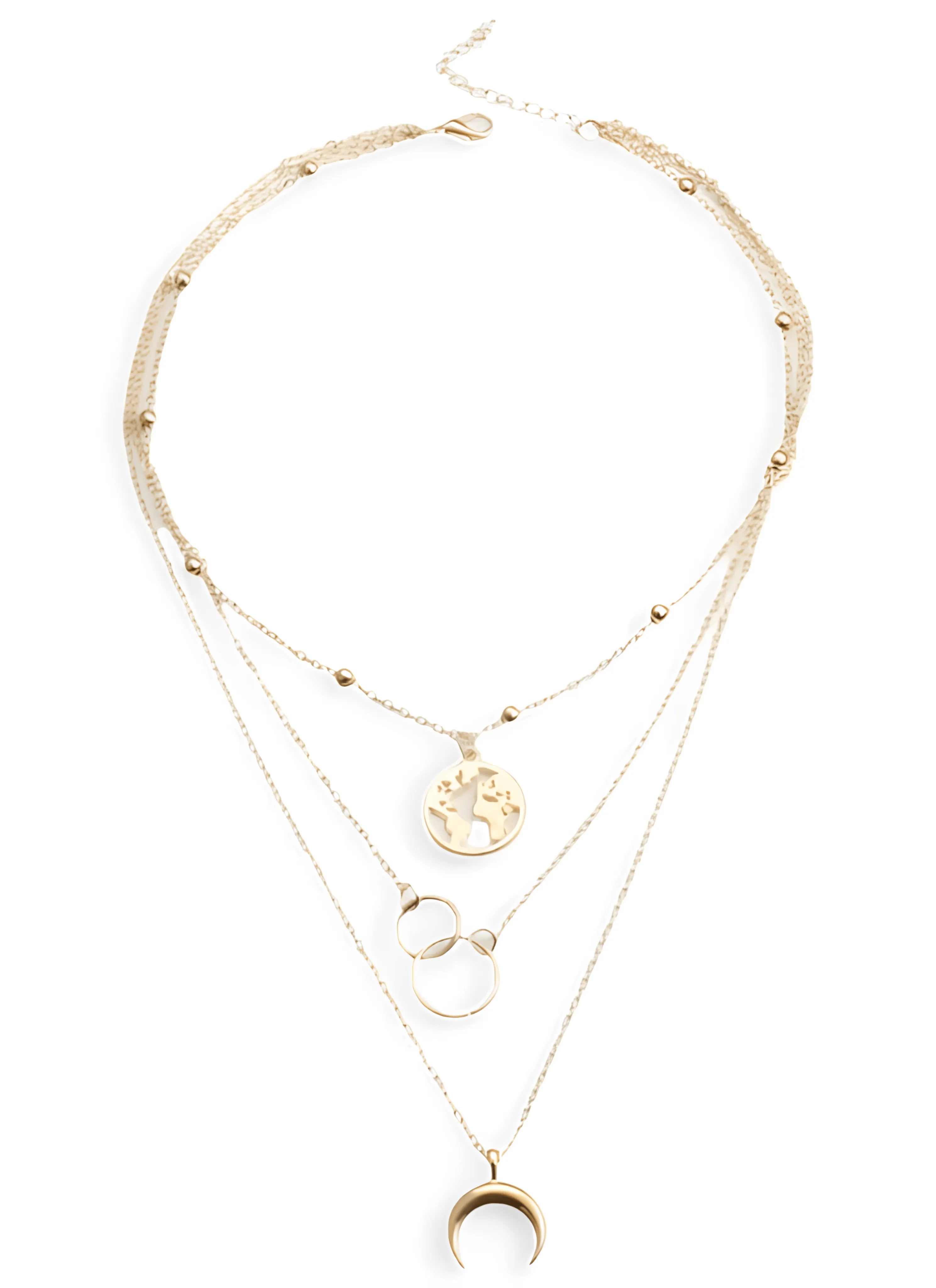 Necklace Set With Layered Pendants