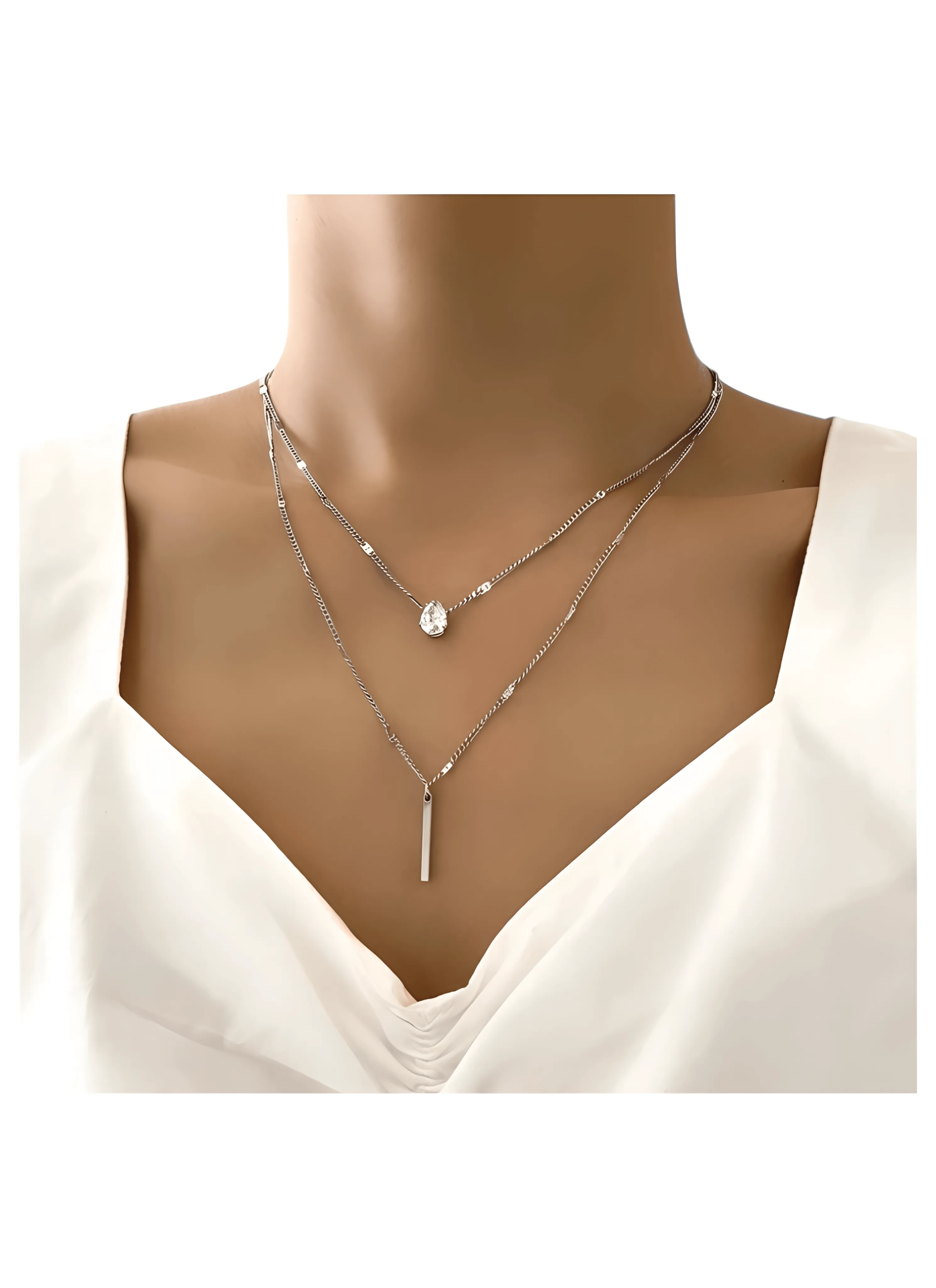 Necklace Set With Layered Pendants
