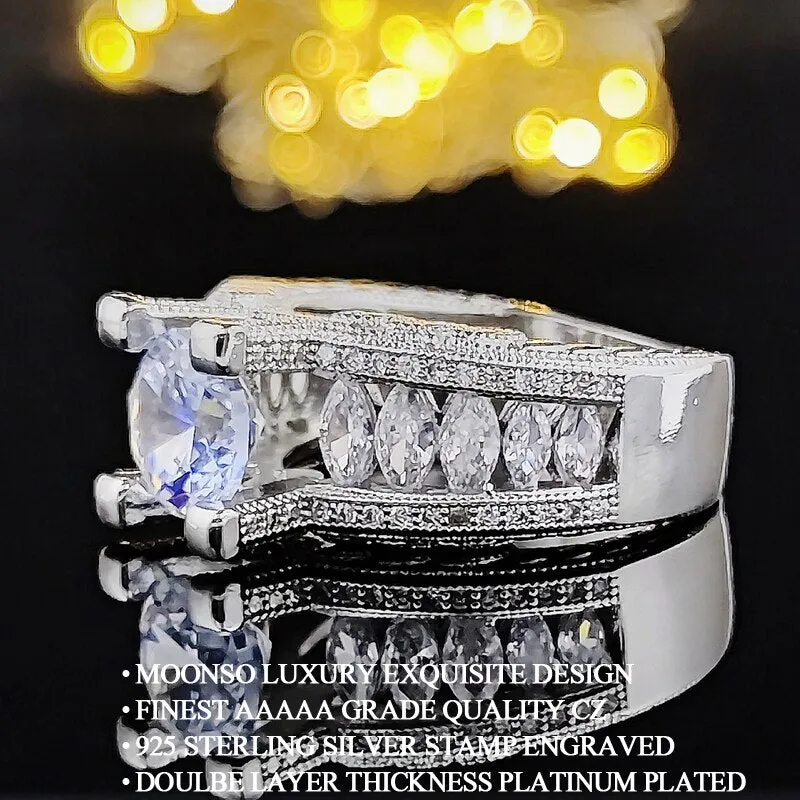 New Arrival - Luxury Halo silver color Round Cut Designer AAA  Quality CZ Diamonds Rings