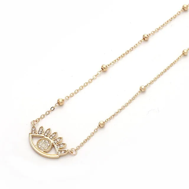 New Fashion Ladies Chic Gold Chain Filled Evil Eye Coin chains