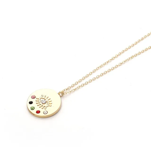 New Fashion Ladies Chic Gold Chain Filled Evil Eye Coin chains