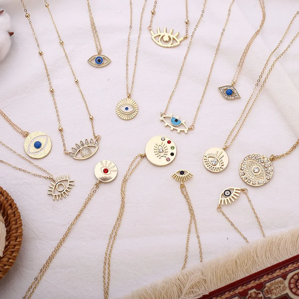 New Fashion Ladies Chic Gold Chain Filled Evil Eye Coin chains