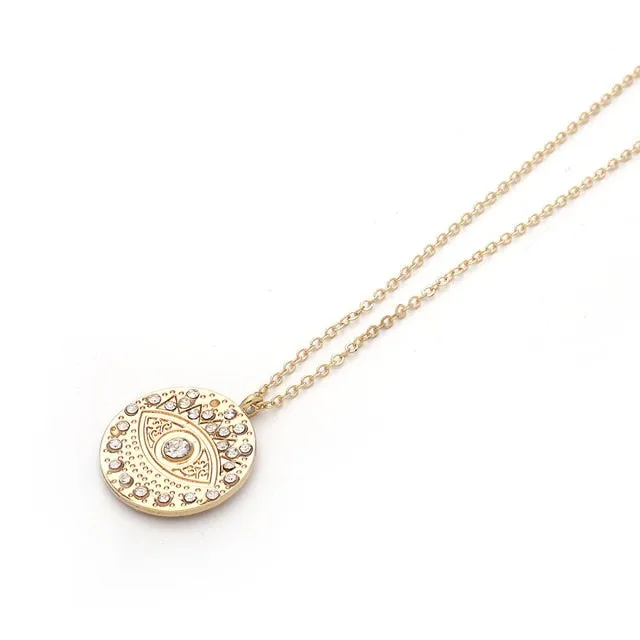 New Fashion Ladies Chic Gold Chain Filled Evil Eye Coin chains