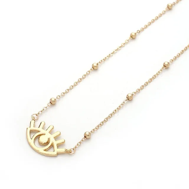 New Fashion Ladies Chic Gold Chain Filled Evil Eye Coin chains