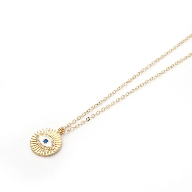 New Fashion Ladies Chic Gold Chain Filled Evil Eye Coin chains