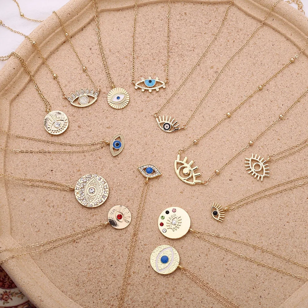 New Fashion Ladies Chic Gold Chain Filled Evil Eye Coin chains