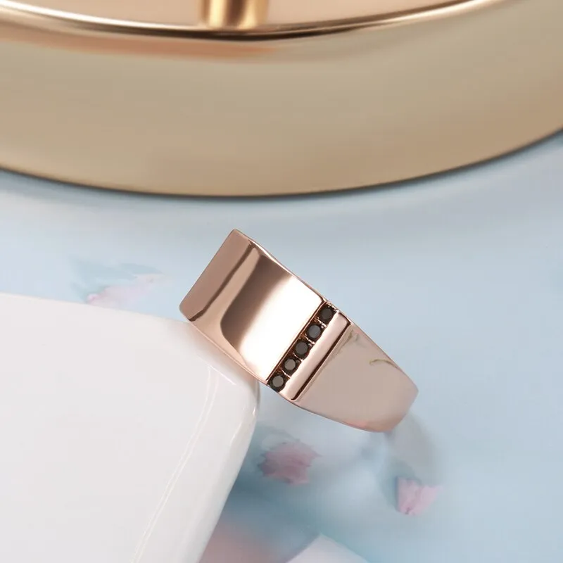 New Large Glossy Rose Gold Geometric Rings for Men Women