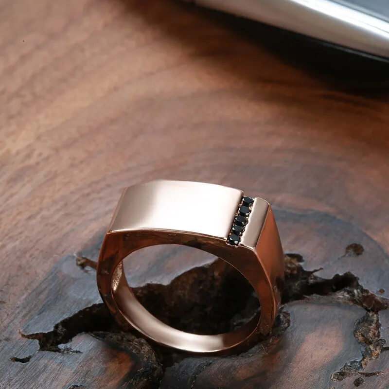 New Large Glossy Rose Gold Geometric Rings for Men Women