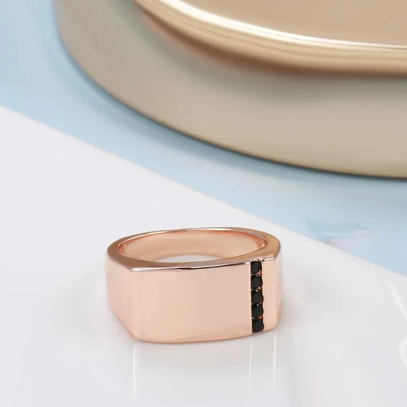 New Large Glossy Rose Gold Geometric Rings for Men Women