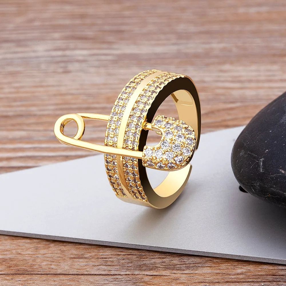 New Trendy Summer Beach Vacation Geometric Zircon Ring