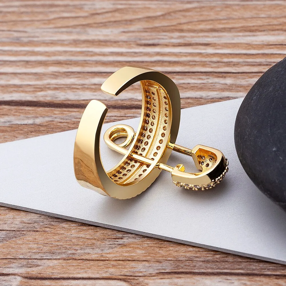 New Trendy Summer Beach Vacation Geometric Zircon Ring