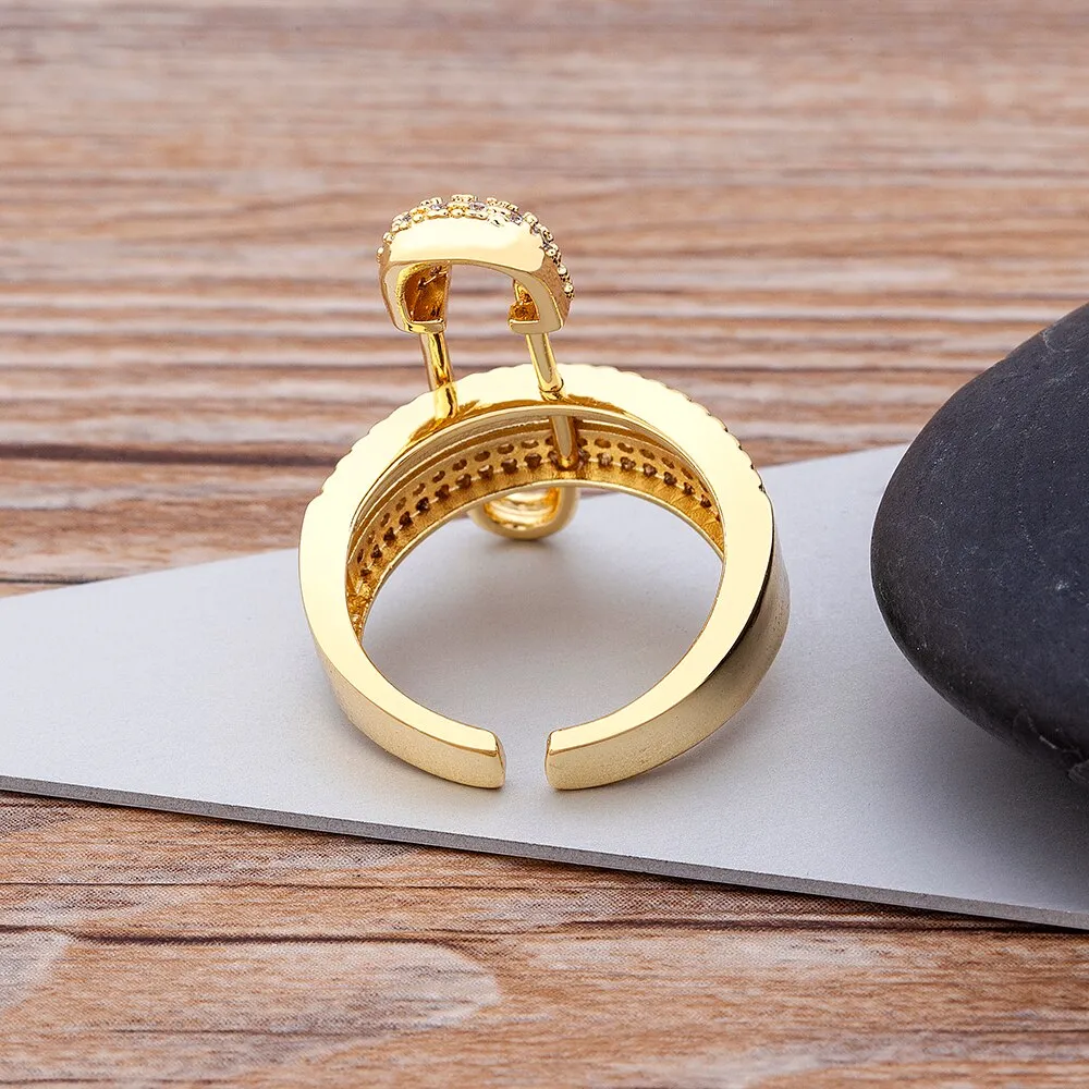New Trendy Summer Beach Vacation Geometric Zircon Ring