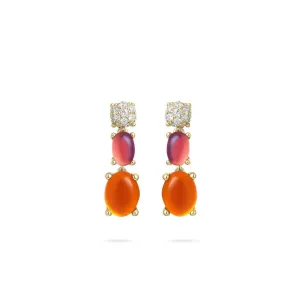Orange and Cubic Zirconia Drop Earrings