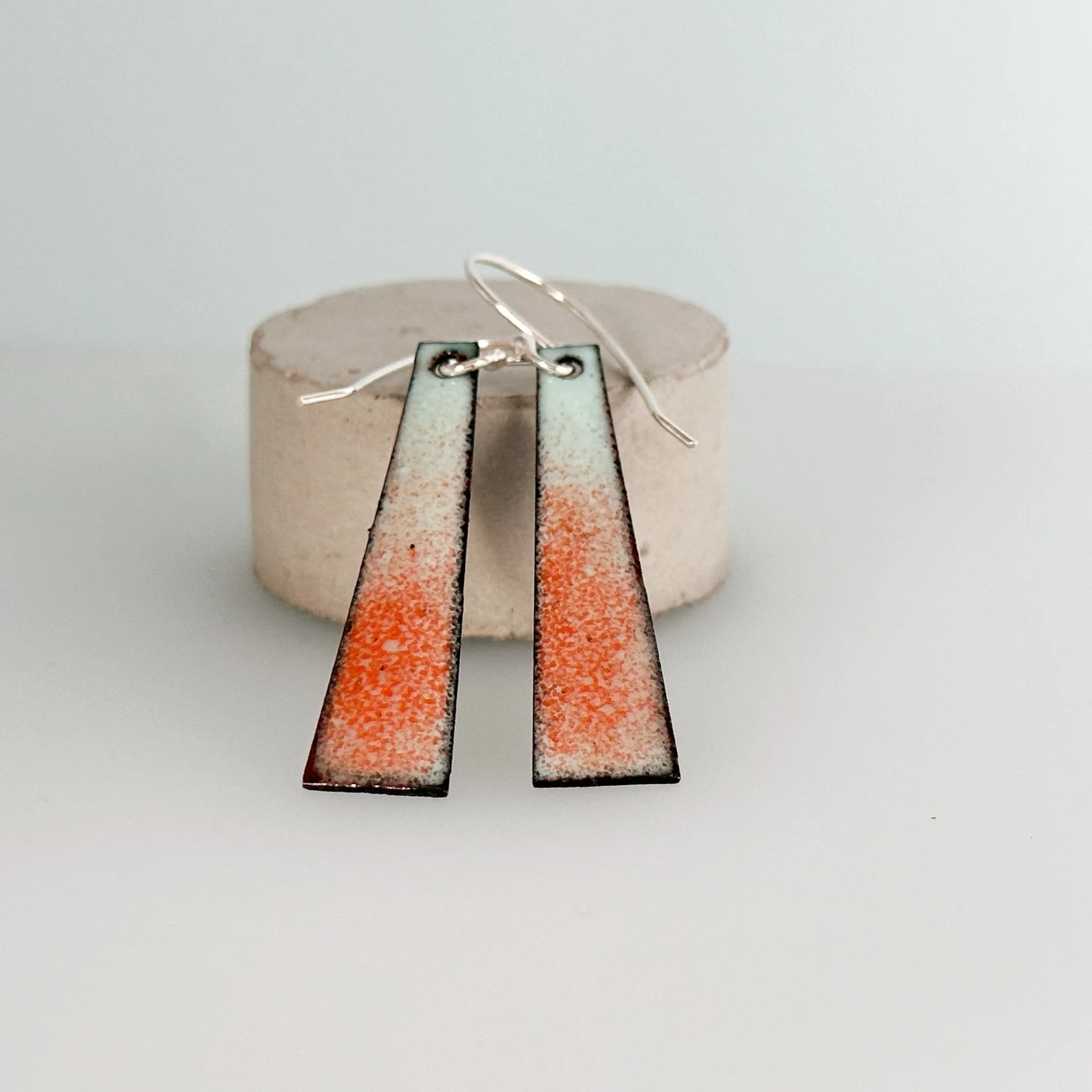 Orange and Duck Egg Trapezoid Earrings