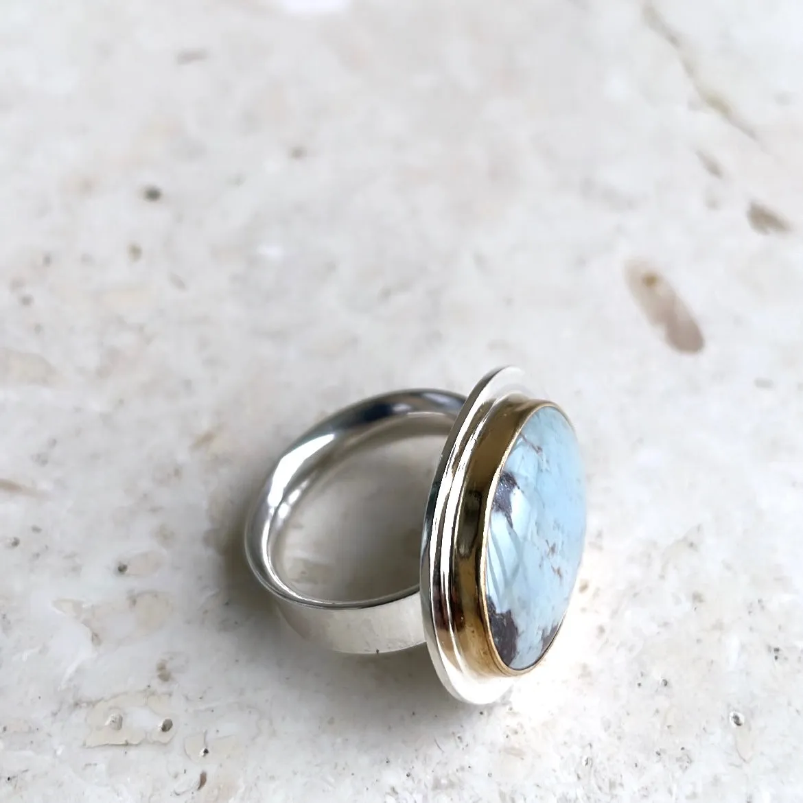 Oval blue jasper ring