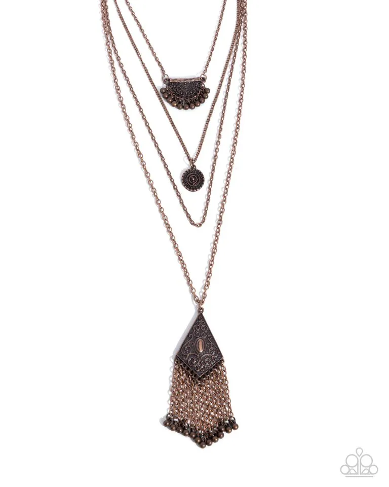 Paparazzi Necklace ~ Faithful Filigree - Copper