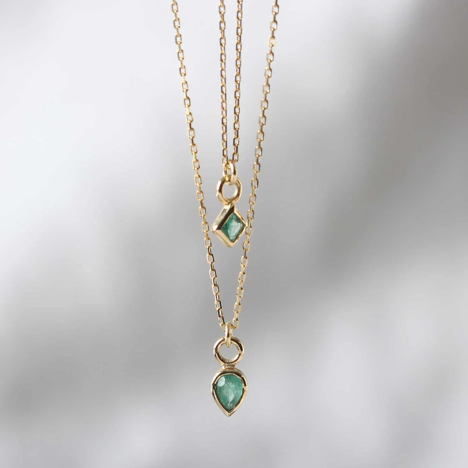 Pear Shape Emerald Gold Necklace