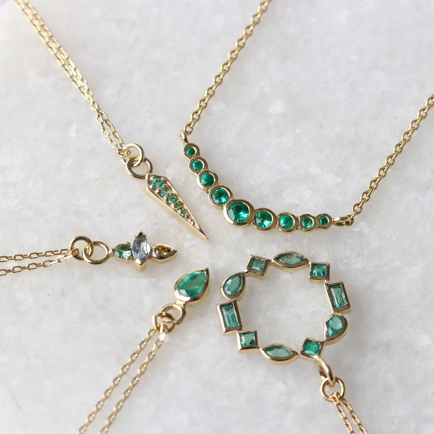 Pear Shape Emerald Gold Necklace