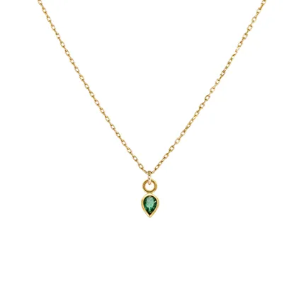 Pear Shape Emerald Gold Necklace