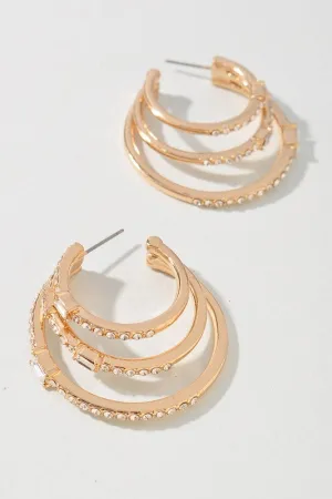 Perfect Match Gold Triple Hoops