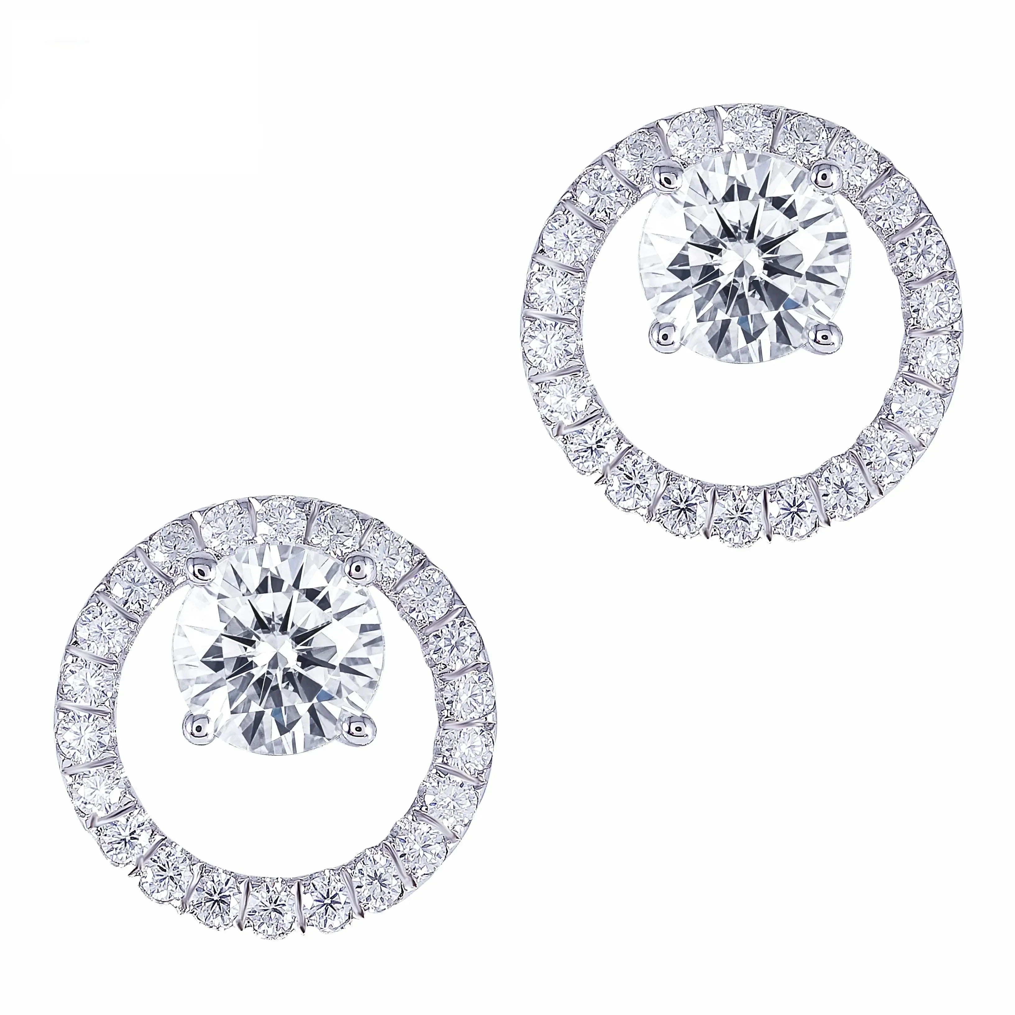 Platinum Plated Silver Moissanite Stud Earrings 1.6ctw