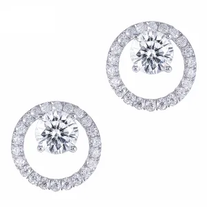 Platinum Plated Silver Moissanite Stud Earrings 1.6ctw