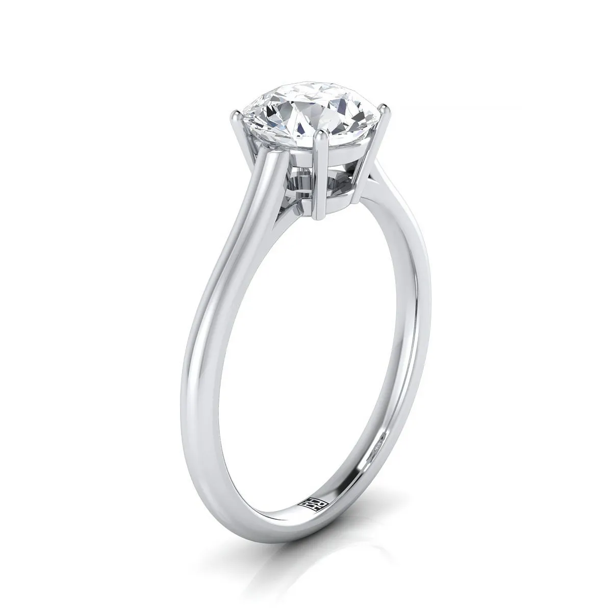 Platinum Round Brilliant Aquamarine Cathedral Style Comfort Fit Solitaire Engagement Ring