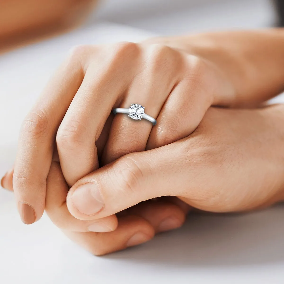 Platinum Round Brilliant Aquamarine Cathedral Style Comfort Fit Solitaire Engagement Ring