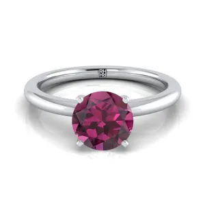 Platinum Round Brilliant Garnet Round Comfort Fit Claw Prong Solitaire Engagement Ring