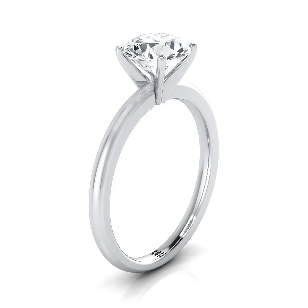 Platinum Round Brilliant Garnet Round Comfort Fit Claw Prong Solitaire Engagement Ring