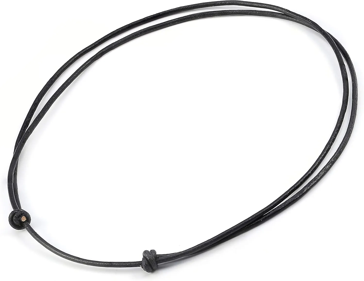 Premium Black Leather Cord Choker Necklace Double Knotted Adjustable Natural Cowrie Shell Necklace for Women Men