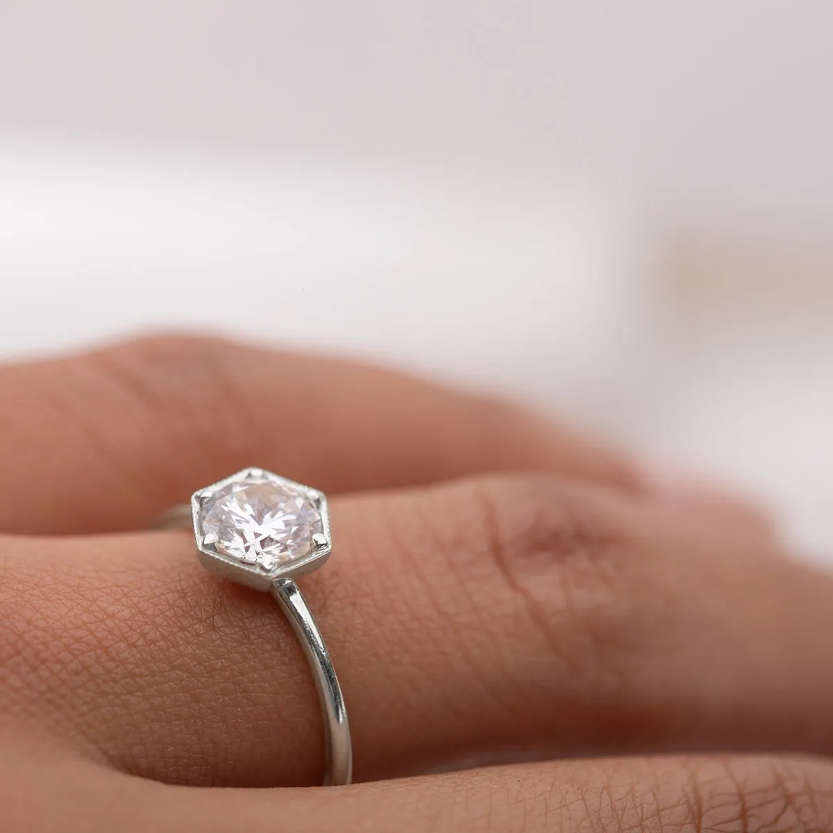 "Selene" Hexagonal Diamond Ring Mount