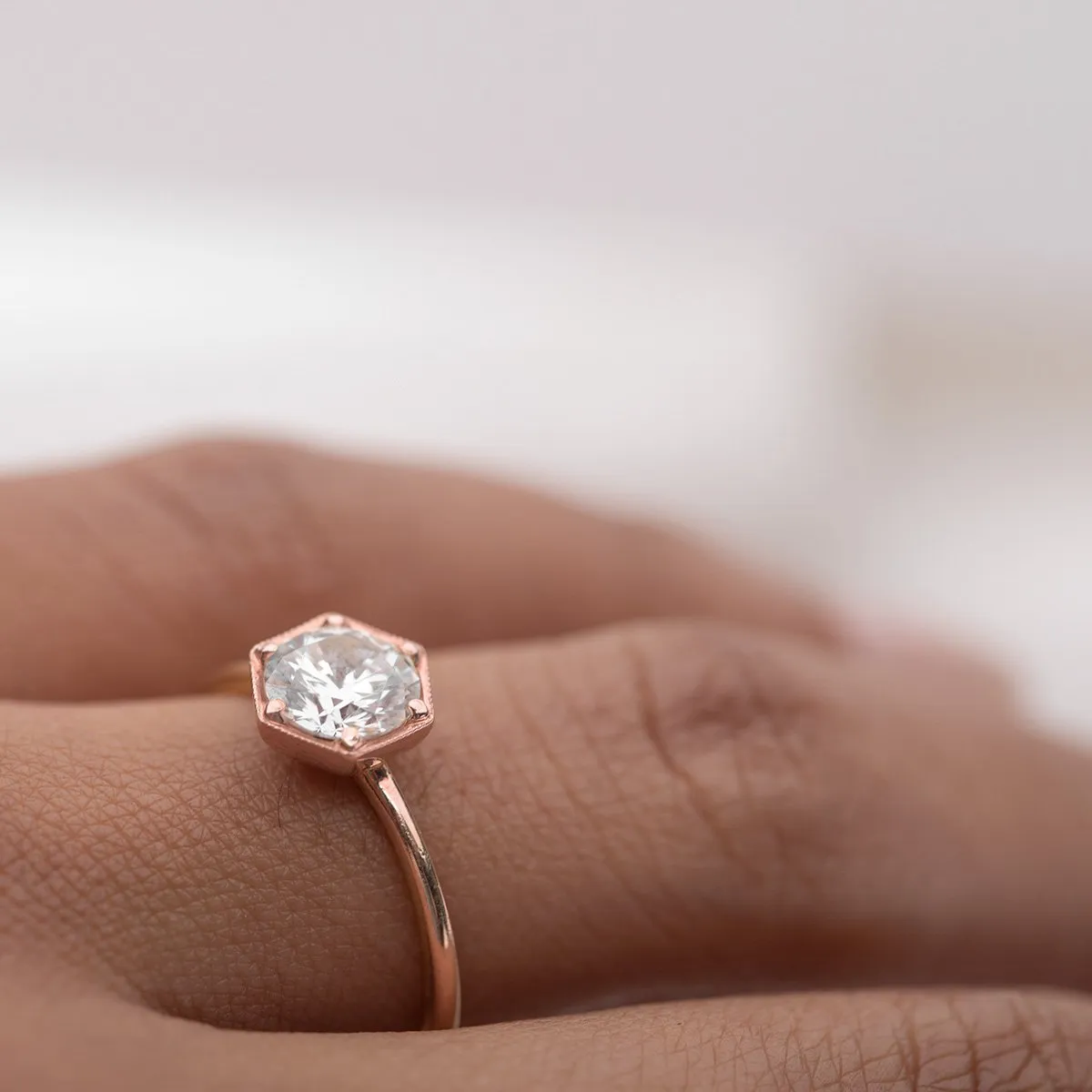 "Selene" Hexagonal Diamond Ring Mount