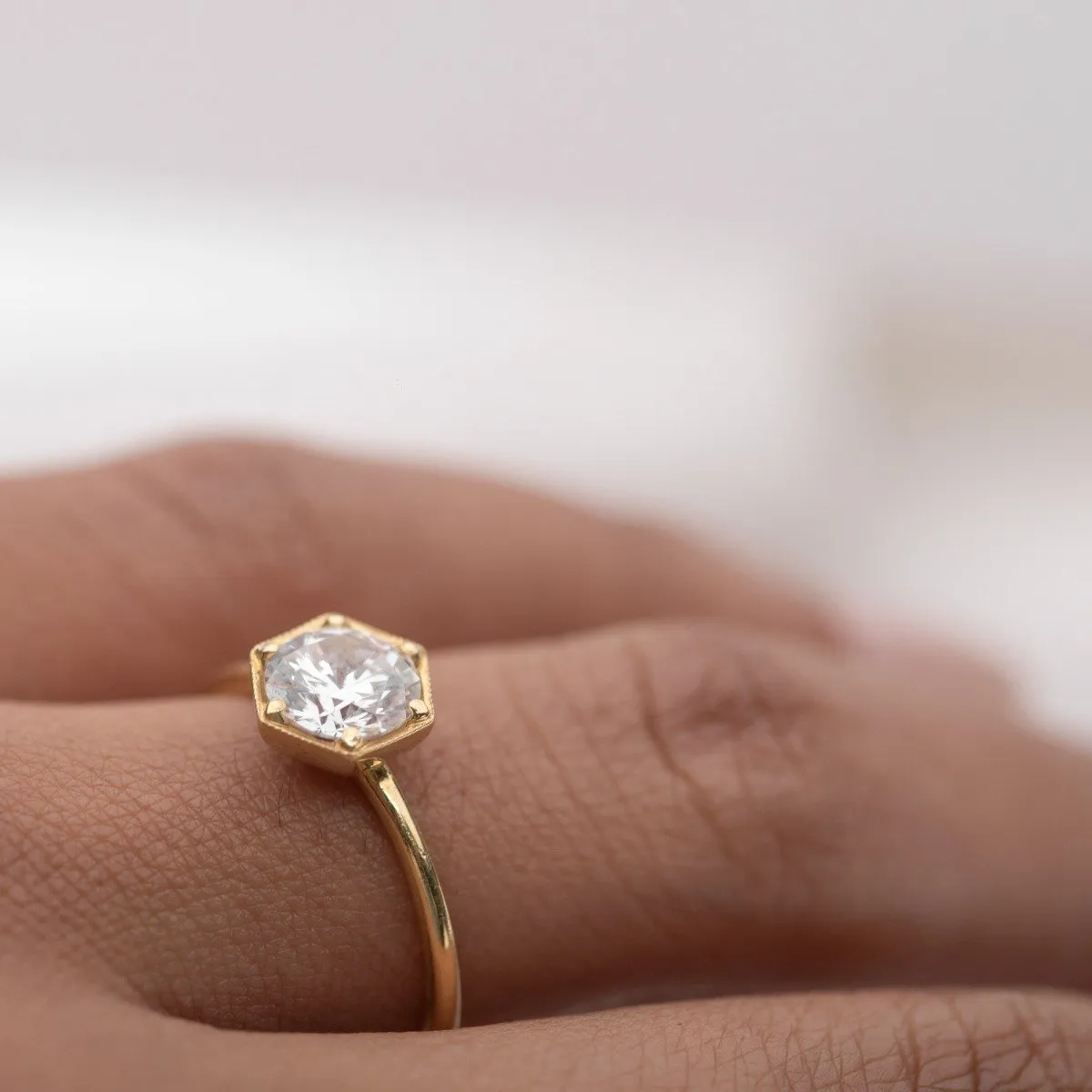 "Selene" Hexagonal Diamond Ring Mount