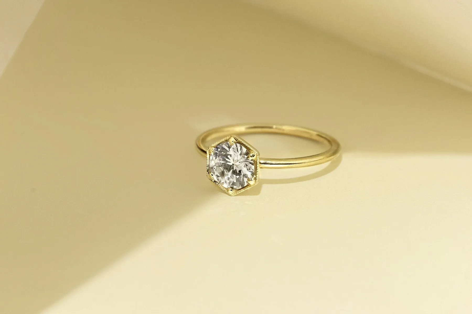 "Selene" Hexagonal Diamond Ring Mount
