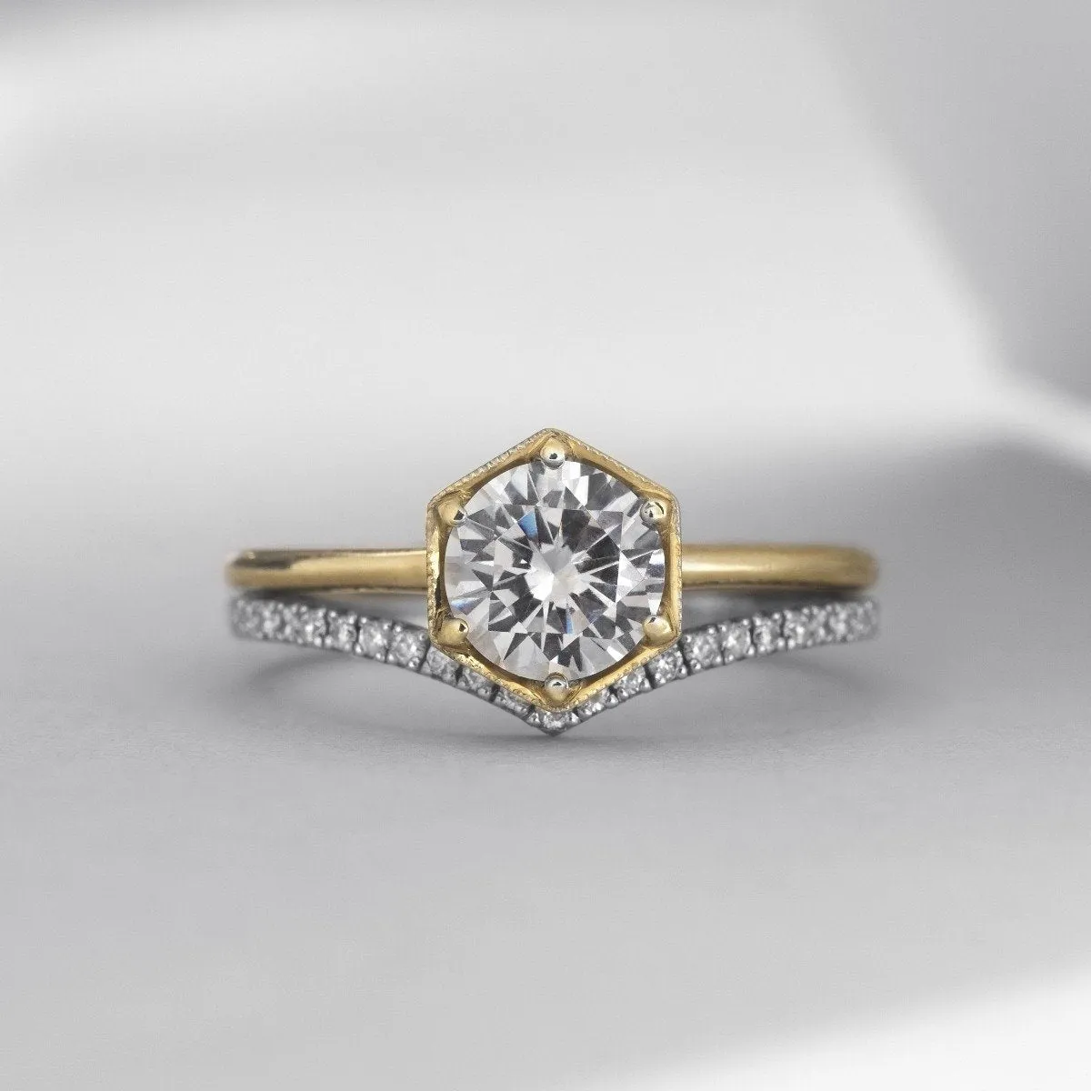 "Selene" Hexagonal Diamond Ring Mount