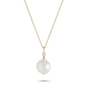 Rainbow Baroque 10K Gold Pendant w. Pearl