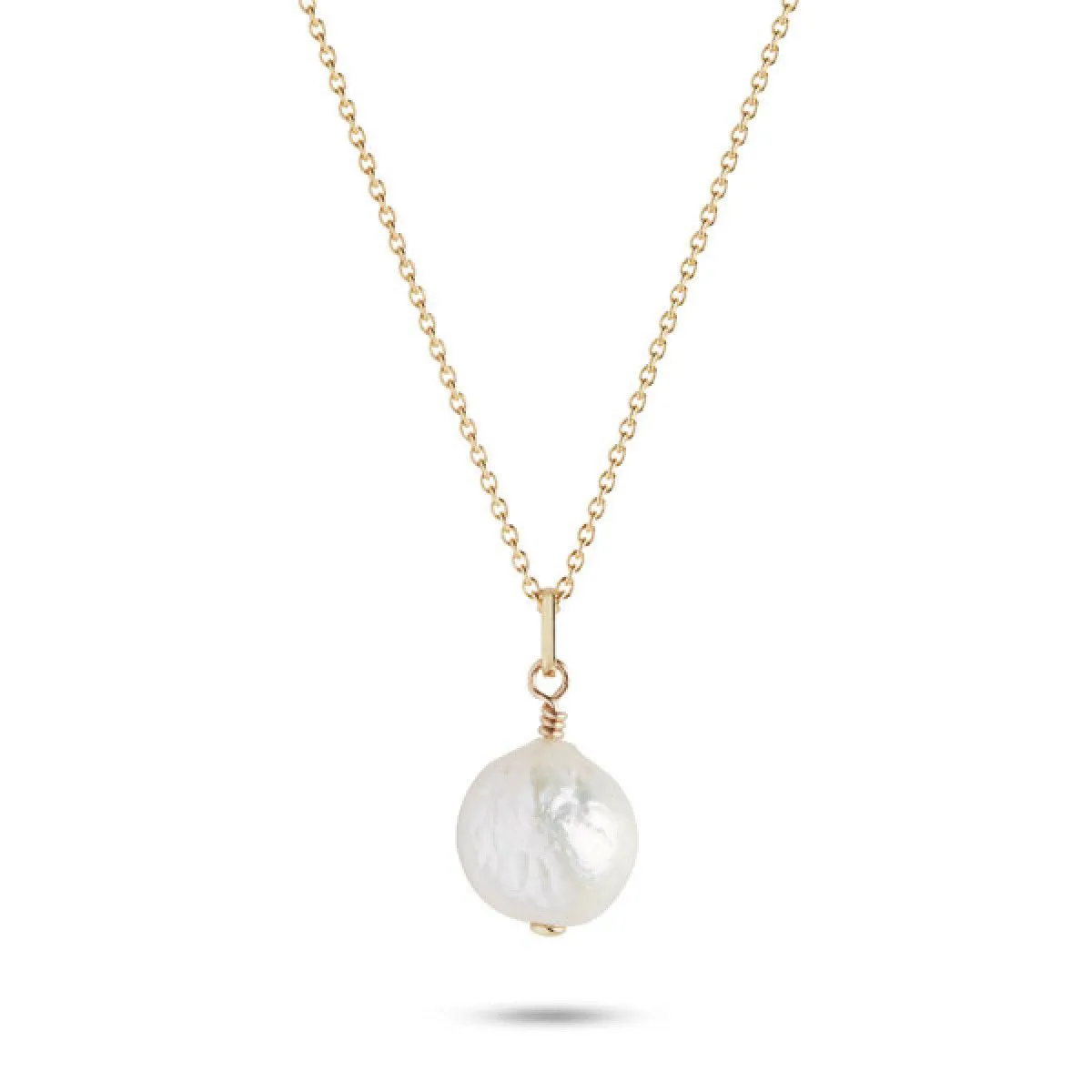 Rainbow Baroque 10K Gold Pendant w. Pearl