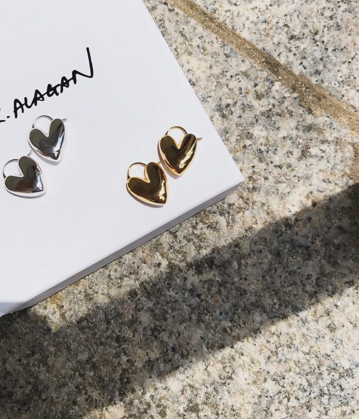 R.ALAGAN/TINY PUFFY HEART HOOPS(SILVER)